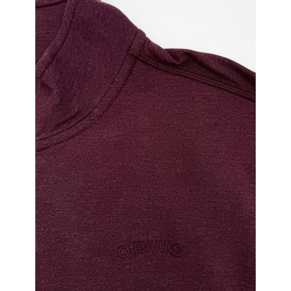 Orvis Sweater Mens Large Pullover Burgundy Quarter Zip Mock Neck Long Sleeve - Picture 5 of 13